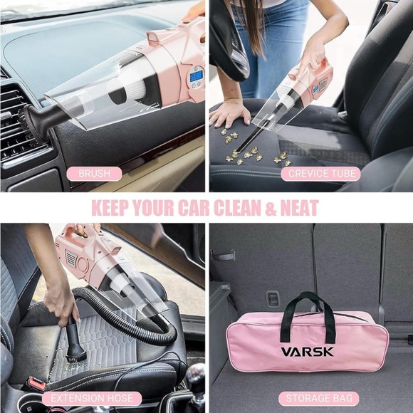 VARSK 4-in-1 Car Vacuum Cleaner /Portable Tire Inflator PINK 🌸 - Picture 10 of 14